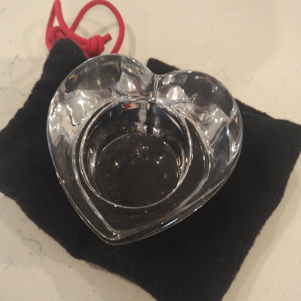 Crate & Barrel Heart Shaped Glass Tealight Candleholder - Picture 2 of 5